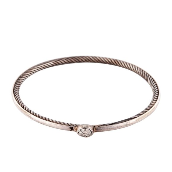DAVID YURMAN DIAMOND STERLING SILVER 925 CONFETTI BANGLE BRACELET - Picture 1 of 6